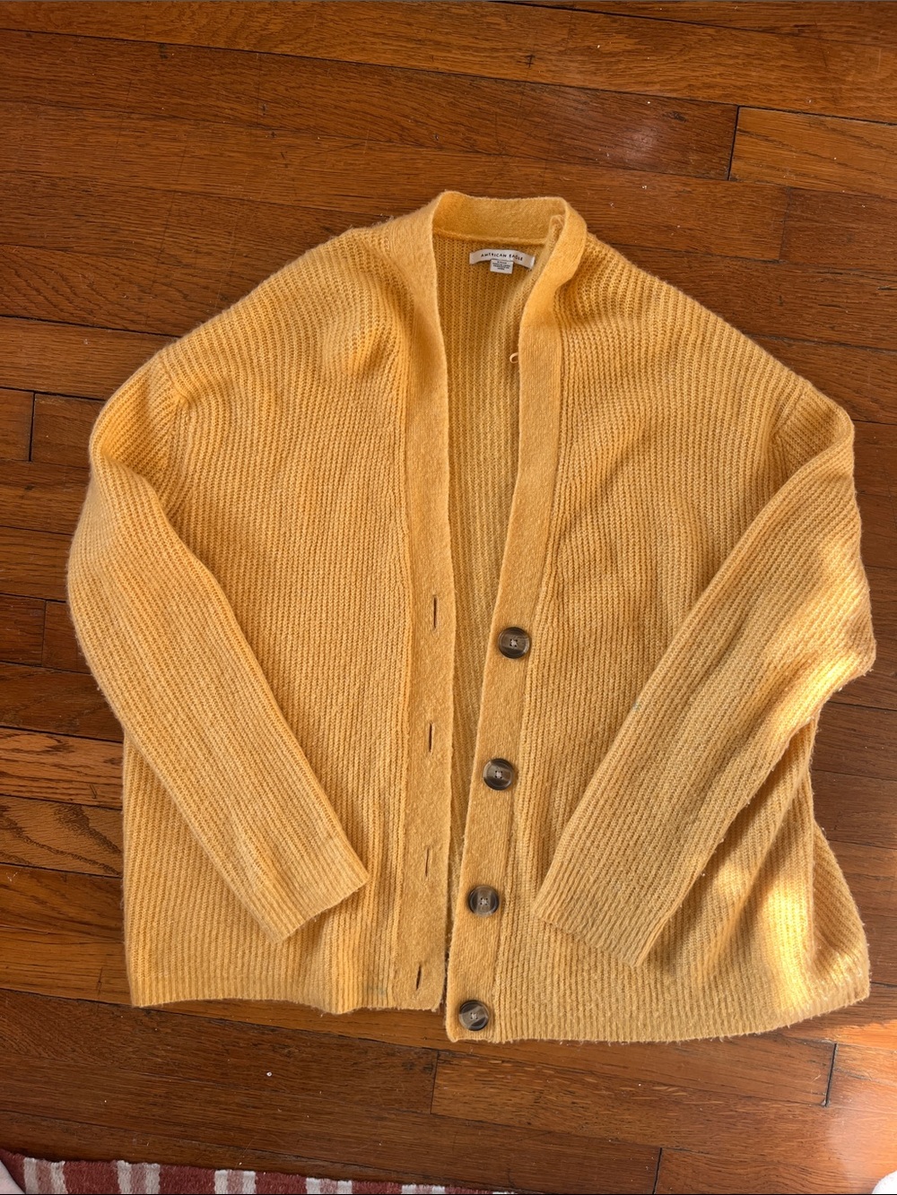 American Eagle Outfitters Yellow Knit Button-Up Cardigan